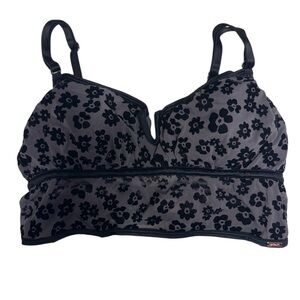PINK Victoria's Secret Black Floral Mesh Bra Size M